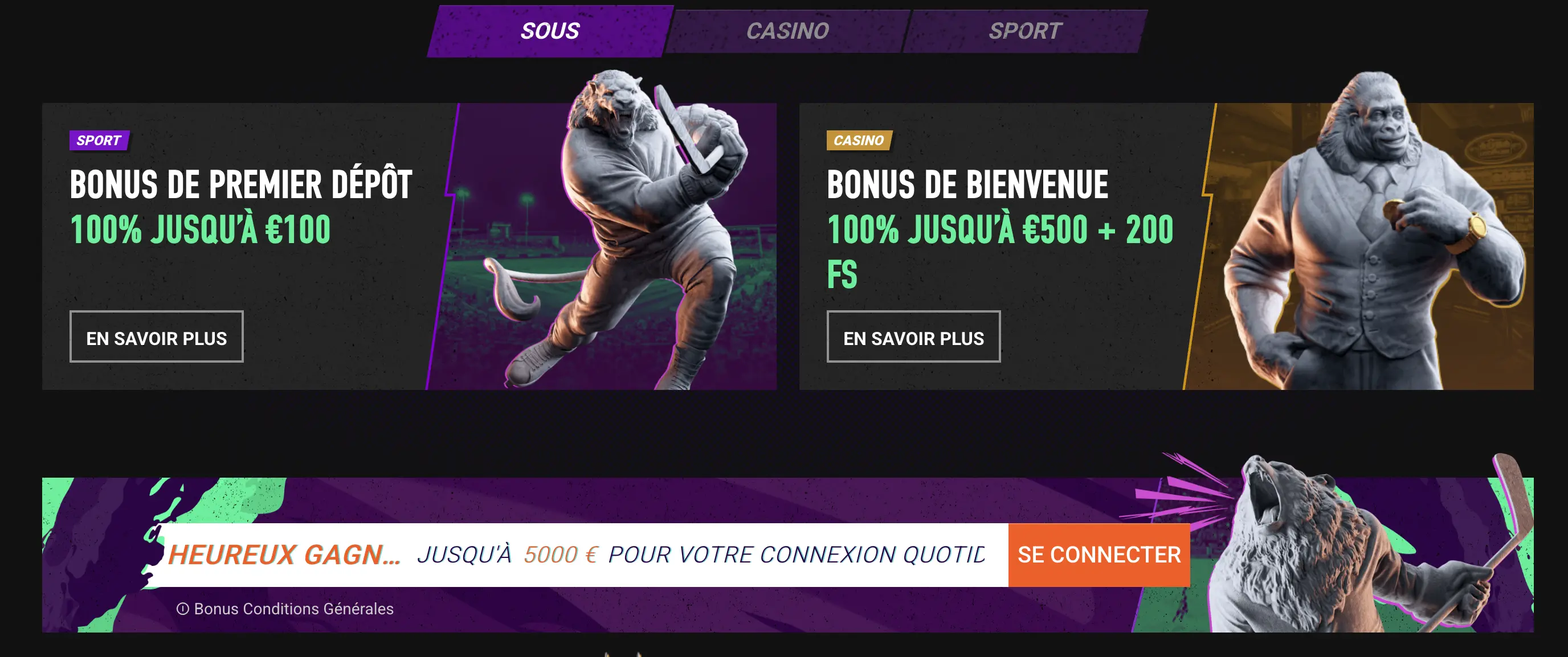 Les principaux types de bonus proposés hors ARJEL